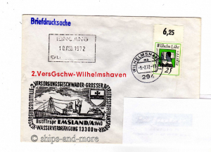 A 1440 "Emsland" supply ship naval postmark Wilhelmhaven 9.2.72