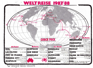 Gorch Fock Segelschiff Schiffspostbeleg Weltreise 87/88;80.-83. Reise