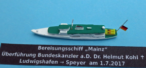 Crossover ship "Mainz" with burial case chancellor Helmut Kohl  (1 p.) GER 2017 Hydra HY 194A