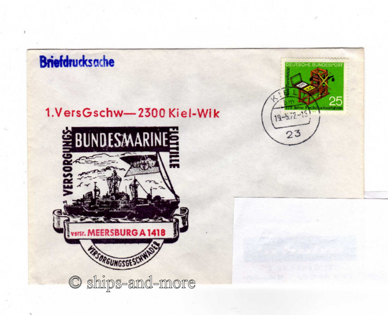 A 1418 "Meersburg" supply ship naval postmark Kiel 19.5.72
