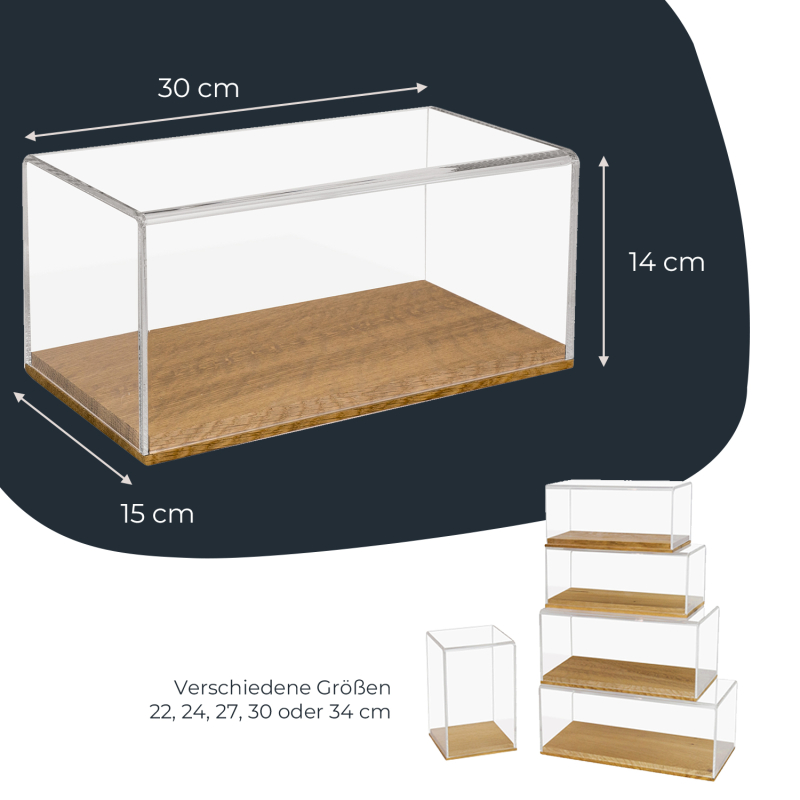 30 cm Acrylvitrine mit Holzboden (1 St.) 30 x 15 x 14 cm LxBxH