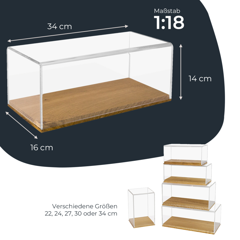 34 cm Acrylvitrine mit Holzboden (1 St.) 34 x 16 x 14 cm LxBxH